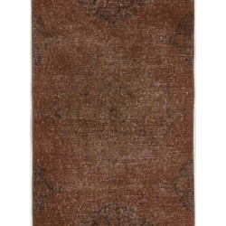Brown Overdyed Runner Rug, Vintage Handmade Corridor Carpet from Turkey. 2.5 x 10.9 Ft (75 x 330 cm)
