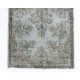 Gray Over-Dyed Rug for Modern Interiors. Handmade Vintage Turkish Carpet. 3.7 x 7 Ft (111 x 215 cm)