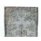 Gray Over-Dyed Rug for Modern Interiors. Handmade Vintage Turkish Carpet. 3.7 x 7 Ft (111 x 215 cm)