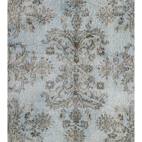 Gray Over-Dyed Rug for Modern Interiors. Handmade Vintage Turkish Carpet. 3.7 x 7 Ft (111 x 215 cm)