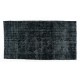 Black Over-Dyed Vintage Handmade Turkish Accent Rug, Great 4 Modern Interiors. 3.7 x 6.6 Ft (112 x 200 cm)