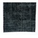 Black Over-Dyed Vintage Handmade Turkish Accent Rug, Great 4 Modern Interiors. 3.7 x 6.6 Ft (112 x 200 cm)