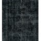 Black Over-Dyed Vintage Handmade Turkish Accent Rug, Great 4 Modern Interiors. 3.7 x 6.6 Ft (112 x 200 cm)