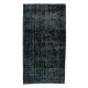 Black Over-Dyed Vintage Handmade Turkish Accent Rug, Great 4 Modern Interiors. 3.7 x 6.6 Ft (112 x 200 cm)