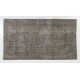 Gray Over-Dyed Rug for Modern Interiors. Handmade Vintage Turkish Accent Rug. 3.8 x 6.5 Ft (114 x 198 cm)