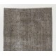 Gray Over-Dyed Rug for Modern Interiors. Handmade Vintage Turkish Accent Rug. 3.8 x 6.5 Ft (114 x 198 cm)
