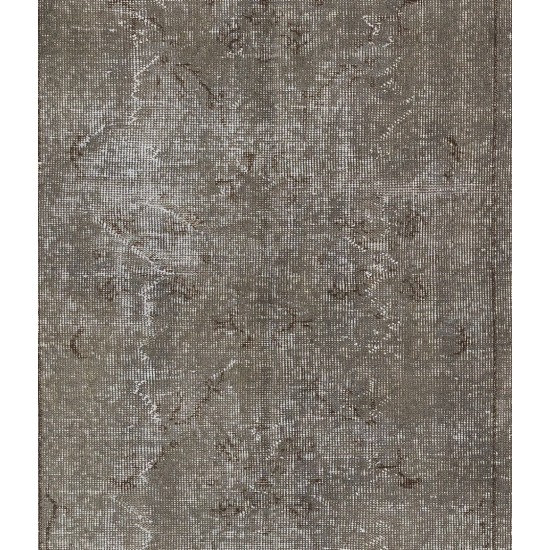 Gray Over-Dyed Rug for Modern Interiors. Handmade Vintage Turkish Accent Rug. 3.8 x 6.5 Ft (114 x 198 cm)