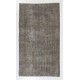 Gray Over-Dyed Rug for Modern Interiors. Handmade Vintage Turkish Accent Rug. 3.8 x 6.5 Ft (114 x 198 cm)