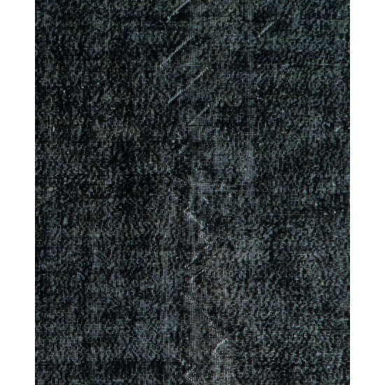 Black Over-Dyed Vintage Handmade Turkish Accent Rug, Great 4 Modern Interiors. 3.8 x 6.7 Ft (115 x 202 cm)