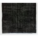 Black Over-Dyed Vintage Handmade Turkish Accent Rug for Contemporary Interiors. 3.9 x 7 Ft (116 x 214 cm)