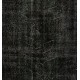 Black Over-Dyed Vintage Handmade Turkish Accent Rug for Contemporary Interiors. 3.9 x 7 Ft (116 x 214 cm)