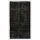 Black Over-Dyed Vintage Handmade Turkish Accent Rug for Contemporary Interiors. 3.9 x 7 Ft (116 x 214 cm)