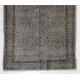 Traditional Handmade Vintage Turkish Accent Rug Overdyed in Gray Color. 4 x 7 Ft (120 x 215 cm)