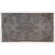 Traditional Handmade Vintage Turkish Accent Rug Overdyed in Gray Color. 4 x 7 Ft (120 x 216 cm)