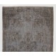Traditional Handmade Vintage Turkish Accent Rug Overdyed in Gray Color. 4 x 7 Ft (120 x 216 cm)