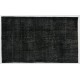 Black Over-Dyed Vintage Handmade Turkish Accent Rug for Contemporary Interiors. 4 x 6.8 Ft (122 x 205 cm)