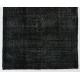 Black Over-Dyed Vintage Handmade Turkish Accent Rug for Contemporary Interiors. 4 x 6.8 Ft (122 x 205 cm)