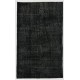 Black Over-Dyed Vintage Handmade Turkish Accent Rug for Contemporary Interiors. 4 x 6.8 Ft (122 x 205 cm)