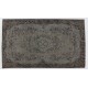 Traditional Handmade Vintage Turkish Accent Rug Overdyed in Gray Color. 4 x 6.9 Ft (124 x 210 cm)