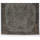 Traditional Handmade Vintage Turkish Accent Rug Overdyed in Gray Color. 4 x 6.9 Ft (124 x 210 cm)