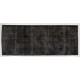 Authentic Handmade Vintage Turkish Rug Overdyed in Gray Color. 4.8 x 11.8 Ft (144 x 357 cm)
