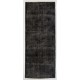Authentic Handmade Vintage Turkish Rug Overdyed in Gray Color. 4.8 x 11.8 Ft (144 x 357 cm)