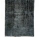 Black Over-Dyed Vintage Handmade Central Anatolian Runner Rug. 5 x 12.2 Ft (150 x 370 cm)