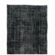 Black Over-Dyed Vintage Handmade Central Anatolian Runner Rug. 5 x 12.2 Ft (150 x 370 cm)