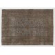 Authentic Handmade Vintage Turkish Rug Overdyed in Gray Color. 5.2 x 7.4 Ft (158 x 223 cm)