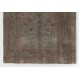 Authentic Handmade Vintage Turkish Rug Overdyed in Gray Color. 5.2 x 7.4 Ft (158 x 223 cm)
