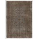 Authentic Handmade Vintage Turkish Rug Overdyed in Gray Color. 5.2 x 7.4 Ft (158 x 223 cm)