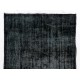 Black Over-Dyed Vintage Handmade Turkish Area Rug for Contemporary Interiors. 5.3 x 8.3 Ft (160 x 250 cm)