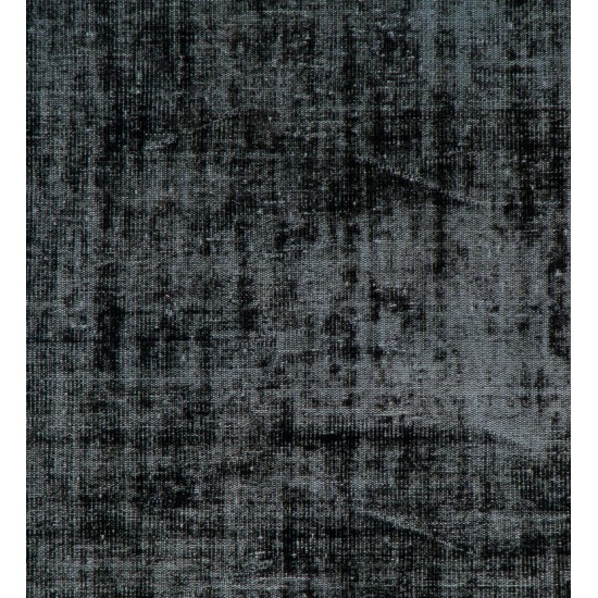 Black Over-Dyed Vintage Handmade Turkish Area Rug for Contemporary Interiors. 5.3 x 8.3 Ft (160 x 250 cm)