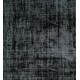 Black Over-Dyed Vintage Handmade Turkish Area Rug for Contemporary Interiors. 5.3 x 8.3 Ft (160 x 250 cm)