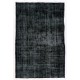 Black Over-Dyed Vintage Handmade Turkish Area Rug for Contemporary Interiors. 5.3 x 8.3 Ft (160 x 250 cm)