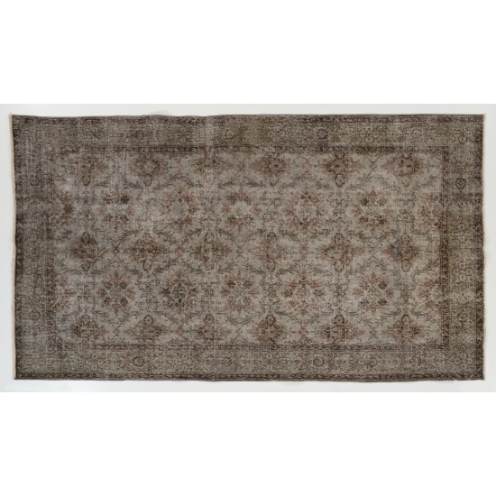 Mid-20th Century Handmade Central Anatolian Rug Overdyed in Gray Color. 5.3 x 9.2 Ft (161 x 280 cm)