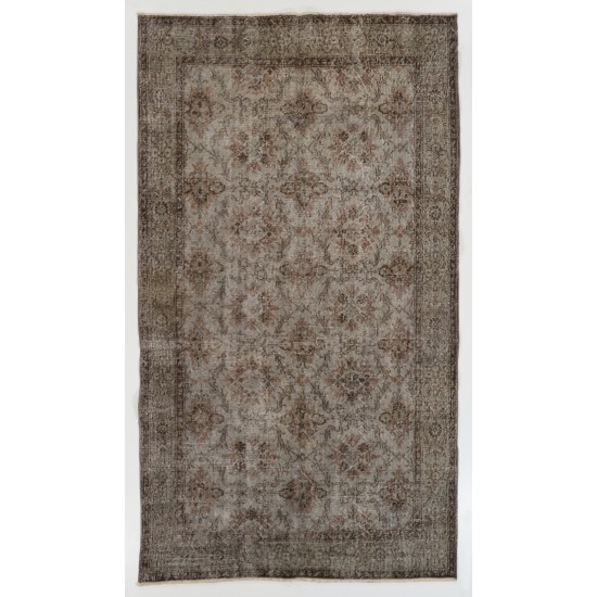 Mid-20th Century Handmade Central Anatolian Rug Overdyed in Gray Color. 5.3 x 9.2 Ft (161 x 280 cm)