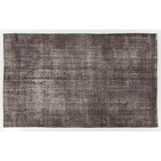 Gray Over-Dyed Rug for Modern Interiors. Handmade Vintage Turkish Carpet. 5.7 x 9.2 Ft (171 x 280 cm)