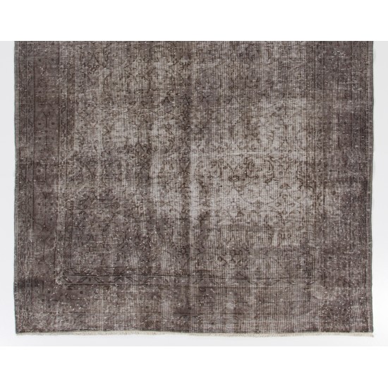 Gray Over-Dyed Rug for Modern Interiors. Handmade Vintage Turkish Carpet. 5.7 x 9.2 Ft (171 x 280 cm)