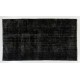 Black Over-Dyed Vintage Handmade Turkish Area Rug for Contemporary Interiors. 5.7 x 10 Ft (173 x 307 cm)
