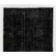 Black Over-Dyed Vintage Handmade Turkish Area Rug for Contemporary Interiors. 5.7 x 10 Ft (173 x 307 cm)