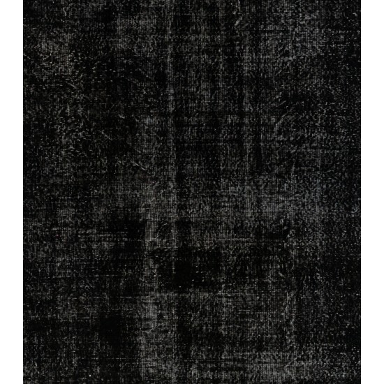 Black Over-Dyed Vintage Handmade Turkish Area Rug for Contemporary Interiors. 5.7 x 10 Ft (173 x 307 cm)