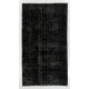 Black Over-Dyed Vintage Handmade Turkish Area Rug for Contemporary Interiors. 5.7 x 10 Ft (173 x 307 cm)