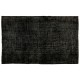 Black Over-Dyed Vintage Handmade Turkish Area Rug, Great 4 Modern Interiors. 6 x 8.8 Ft (180 x 266 cm)
