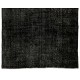 Black Over-Dyed Vintage Handmade Turkish Area Rug, Great 4 Modern Interiors. 6 x 8.8 Ft (180 x 266 cm)