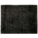 Black Over-Dyed Vintage Handmade Turkish Area Rug, Great 4 Modern Interiors. 6 x 8.8 Ft (180 x 266 cm)