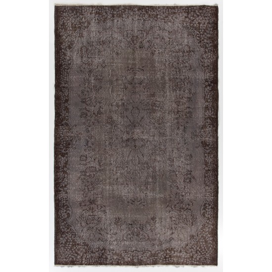 Gray Over-Dyed Rug for Modern Interiors. Mid-Century Vintage Turkish Carpet. 6 x 9.4 Ft (182 x 286 cm)