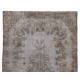 Gray Over-Dyed Rug for Modern Interiors. Mid-Century Vintage Turkish Carpet. 6 x 10 Ft (185 x 306 cm)