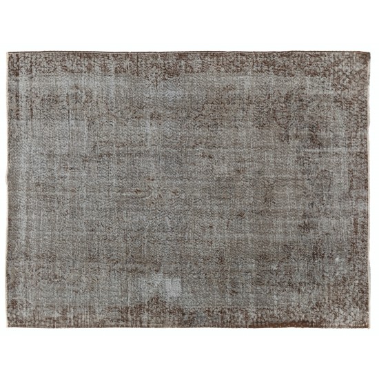 One-of-a-kind Gray Over-Dyed Rug for Modern Interiors. Handmade Vintage Turkish Carpet. 6.3 x 8.2 Ft (190 x 249 cm)