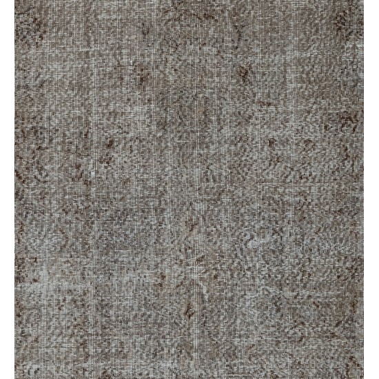 One-of-a-kind Gray Over-Dyed Rug for Modern Interiors. Handmade Vintage Turkish Carpet. 6.3 x 8.2 Ft (190 x 249 cm)